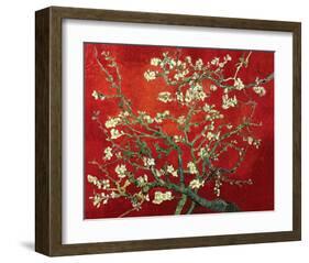 Almond Branches in Red-null-Framed Art Print