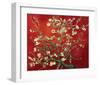 Almond Branches in Red-null-Framed Art Print