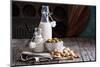 Almond Nut Vegan Milk Non Dairy in Different Bottles with Copy Space-Elena Veselova-Mounted Photographic Print