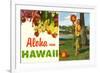 Aloha from Hawaii, Hula Girl and Flowers-null-Framed Premium Giclee Print