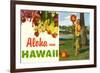 Aloha from Hawaii, Hula Girl and Flowers-null-Framed Premium Giclee Print