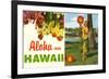 Aloha from Hawaii, Hula Girl and Flowers-null-Framed Premium Giclee Print