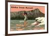 Aloha from Hawaii, Old Fashioned Surfers-null-Framed Art Print