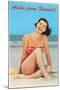 Aloha from Hawaii, Woman on Beach-null-Mounted Art Print