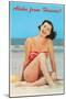 Aloha from Hawaii, Woman on Beach-null-Mounted Art Print