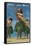 Aloha from Maui, Hula Girls on Beach-null-Framed Stretched Canvas