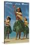 Aloha from Maui, Hula Girls on Beach-null-Stretched Canvas