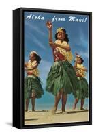 Aloha from Maui, Hula Girls on Beach-null-Framed Stretched Canvas