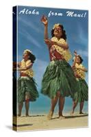 Aloha from Maui, Hula Girls on Beach-null-Stretched Canvas