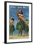 Aloha from Maui, Hula Girls on Beach-null-Framed Art Print