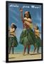 Aloha from Maui, Hula Girls on Beach-null-Framed Art Print