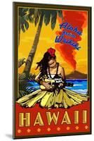 Aloha from Waikiki, Hawaii-Lantern Press-Mounted Art Print