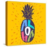 Aloha Hand Lettering in a Pineapple Silhouette. Fun Summer Typography Illustration Can Be Used As-TashaNatasha-Stretched Canvas