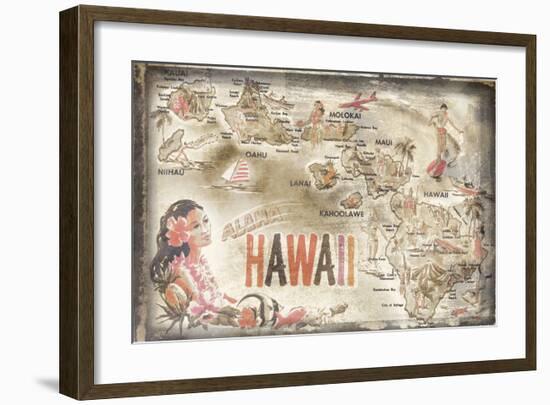 Aloha Hawaii-Vintage Vacation-Framed Art Print