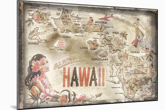 Aloha Hawaii-Vintage Vacation-Mounted Art Print