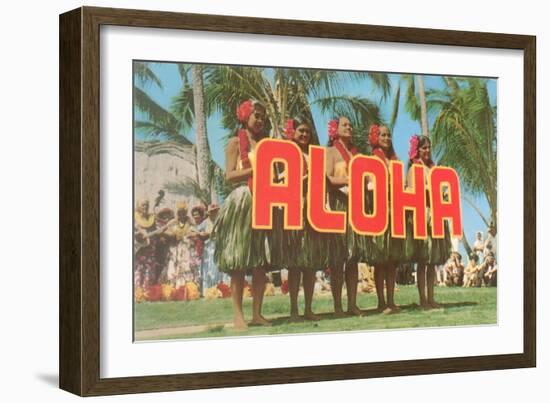 Aloha, Hula Girls, Hawaii-null-Framed Art Print