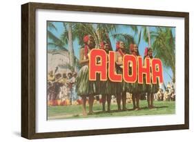 Aloha, Hula Girls, Hawaii-null-Framed Art Print