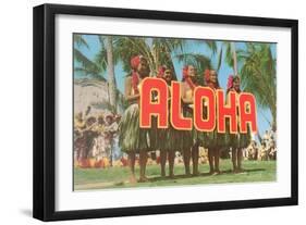 Aloha, Hula Girls, Hawaii-null-Framed Art Print