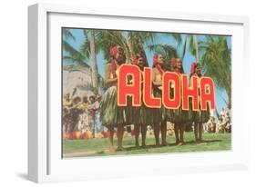 Aloha, Hula Girls, Hawaii-null-Framed Art Print