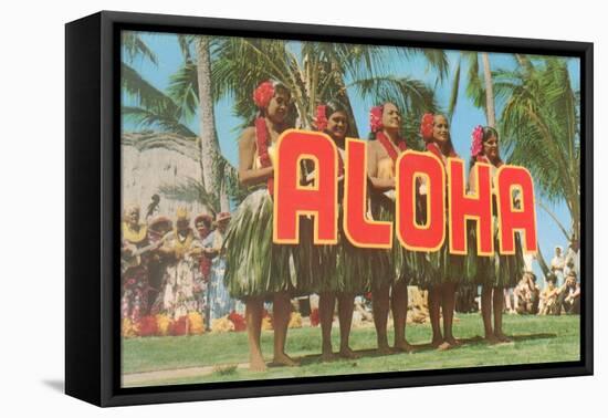 Aloha, Hula Girls, Hawaii-null-Framed Stretched Canvas