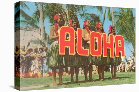 Aloha, Hula Girls, Hawaii-null-Stretched Canvas