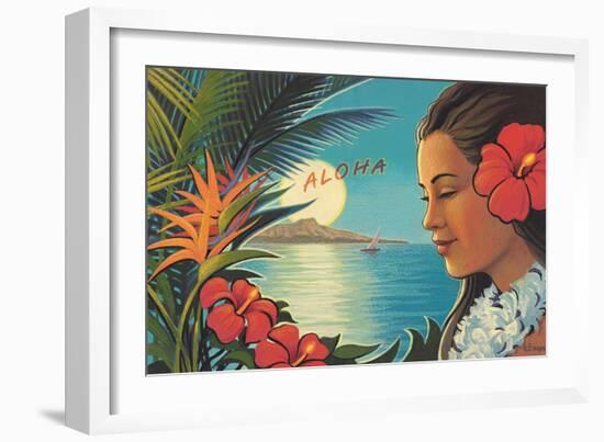 Aloha Moonrise-Kerne Erickson-Framed Art Print