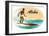 Aloha, Native Surfer-null-Framed Art Print