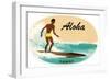 Aloha, Native Surfer-null-Framed Art Print