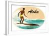 Aloha, Native Surfer-null-Framed Art Print