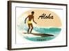 Aloha, Native Surfer-null-Framed Art Print