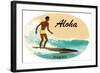Aloha, Native Surfer-null-Framed Art Print