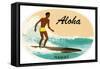 Aloha, Native Surfer-null-Framed Stretched Canvas