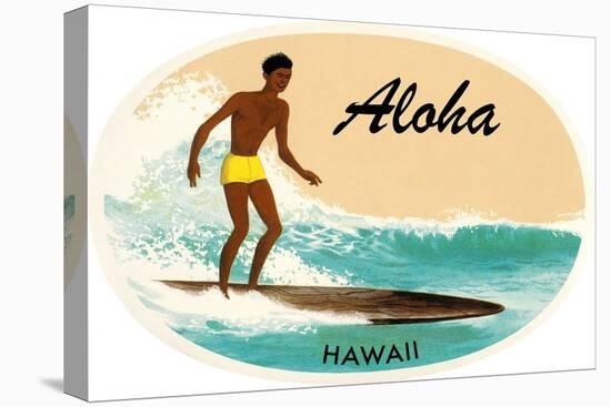 Aloha, Native Surfer-null-Stretched Canvas