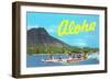 Aloha, Riding Outrigger, Hawaii-null-Framed Art Print