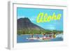 Aloha, Riding Outrigger, Hawaii-null-Framed Art Print