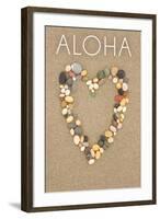 Aloha - Stone Heart on Sand-Lantern Press-Framed Art Print