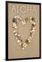 Aloha - Stone Heart on Sand-Lantern Press-Framed Art Print