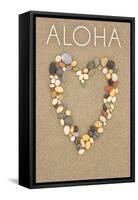 Aloha - Stone Heart on Sand-Lantern Press-Framed Stretched Canvas