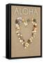 Aloha - Stone Heart on Sand-Lantern Press-Framed Stretched Canvas