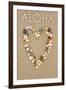 Aloha - Stone Heart on Sand-Lantern Press-Framed Art Print