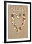 Aloha - Stone Heart on Sand-Lantern Press-Framed Art Print