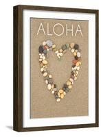 Aloha - Stone Heart on Sand-Lantern Press-Framed Art Print