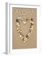 Aloha - Stone Heart on Sand-Lantern Press-Framed Art Print