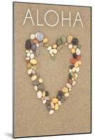 Aloha - Stone Heart on Sand-Lantern Press-Mounted Art Print