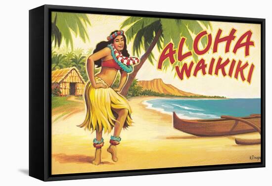 Aloha Waikiki-Kerne Erickson-Framed Stretched Canvas