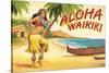 Aloha Waikiki-Kerne Erickson-Stretched Canvas