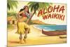 Aloha Waikiki-Kerne Erickson-Mounted Premium Giclee Print