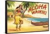 Aloha Waikiki-Kerne Erickson-Framed Stretched Canvas