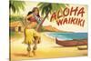 Aloha Waikiki-Kerne Erickson-Stretched Canvas