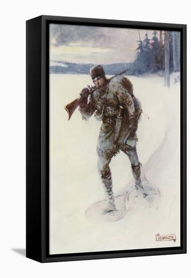 Alone across the Trackless Snow-Joseph Ratcliffe Skelton-Framed Stretched Canvas